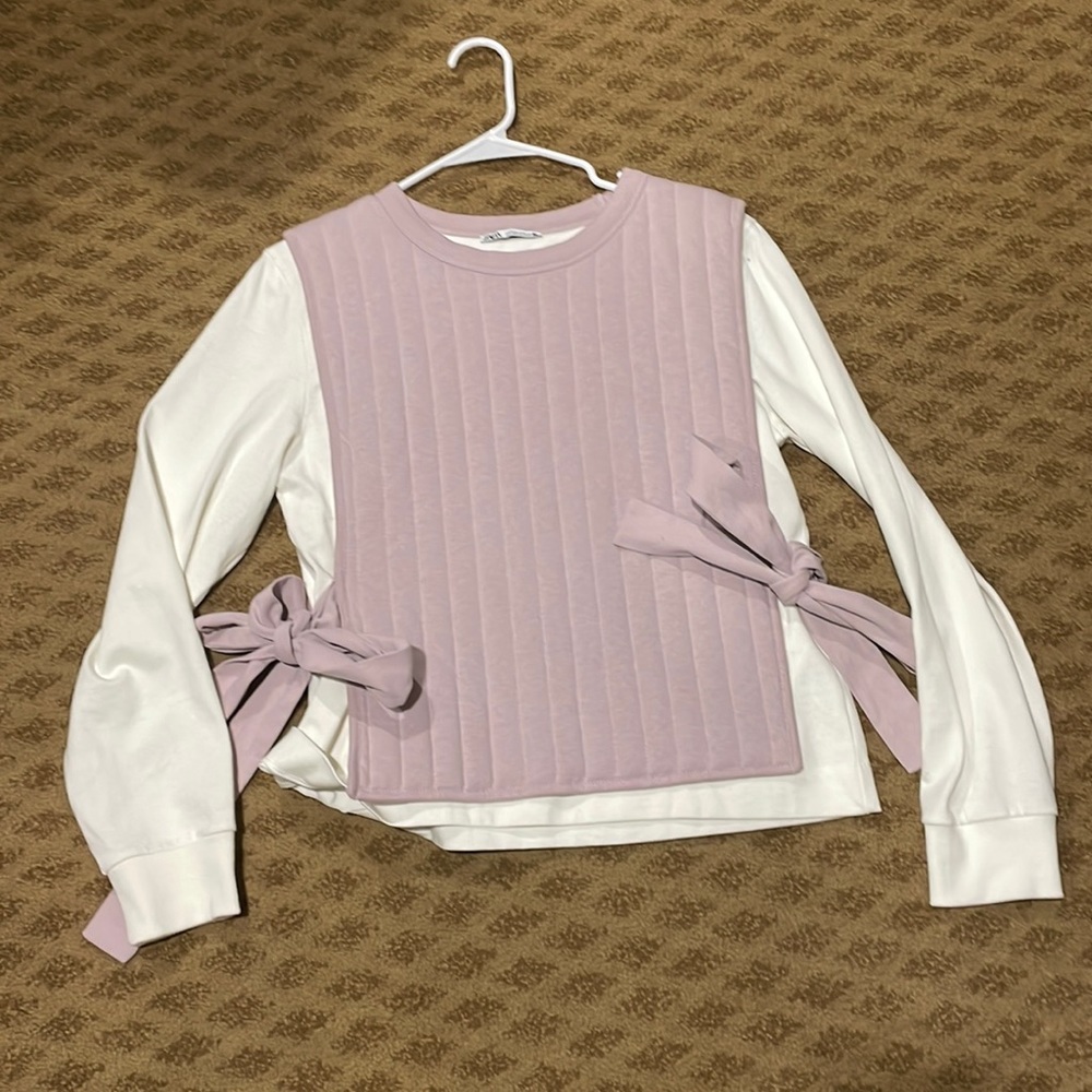 Zara long sleeve heavy weight tee with over vest